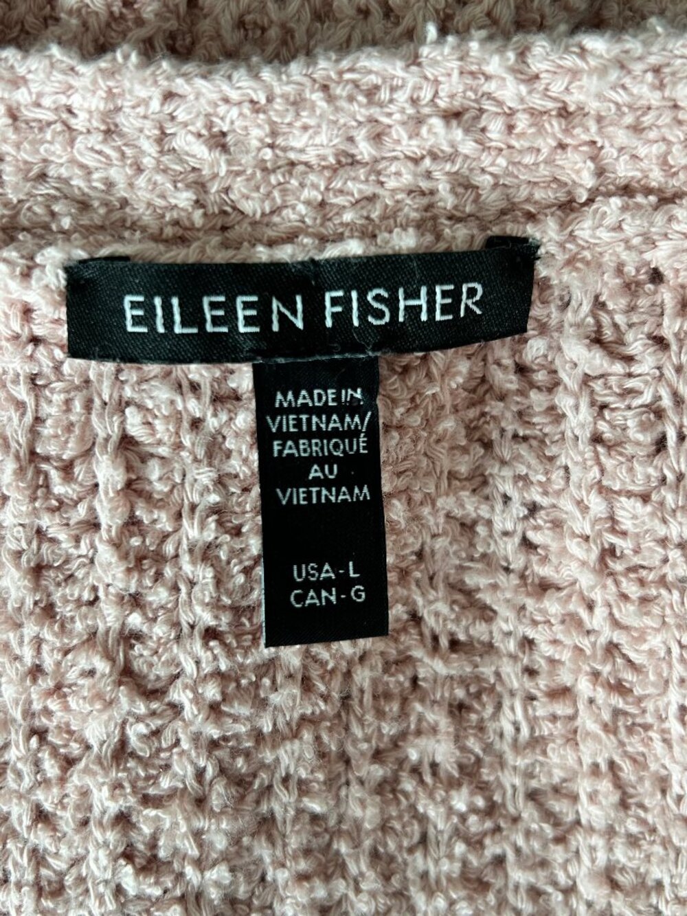 Eileen Fisher Large Pink Organic Cotton Cashmere Bouclé Cardigan Sweater - Picture 5 of 8